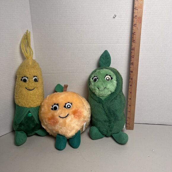 Vintage Del Monte Plush Stuffy 80s Lot Country Yumkins Peach - Corn -Sweetie Pea - Picture 7 of 16